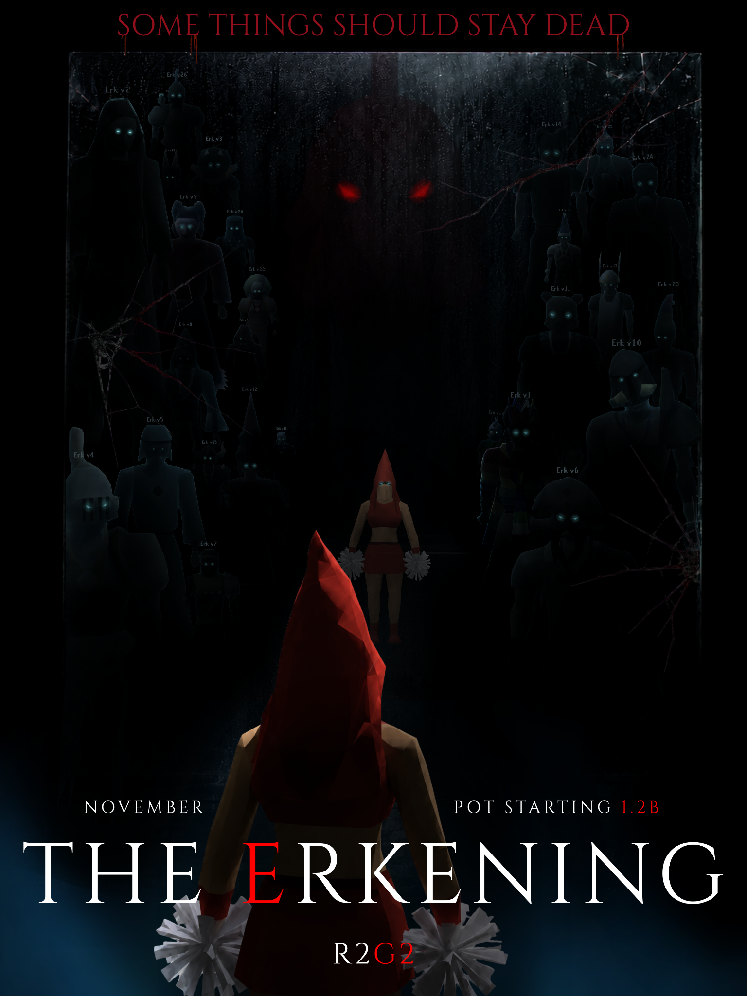 The Erkening event poster with Glory facing a haunted mirror